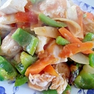 鶏胸肉でスウィート&サワー野菜炒め